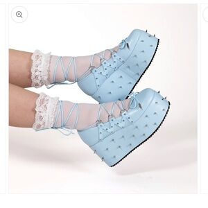 NEW  pastel blue ballet chunky platforms!